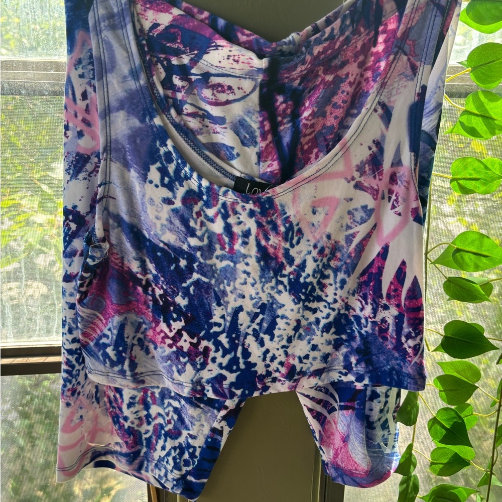 Colorful Abstract Print Tank Top and shorts set